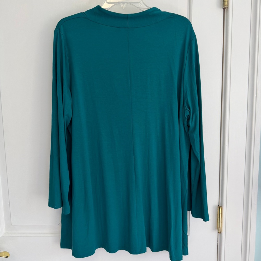 Eileen Fisher V-Neck Tunic Top Womens 1X Teal - Picture 2 of 12